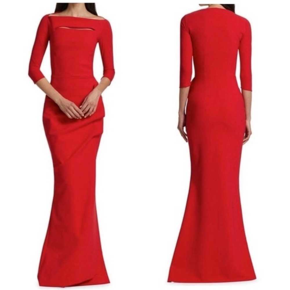 Chiara Boni La Petite Robe Kate Slit-Detail Boatneck Gown Size 12